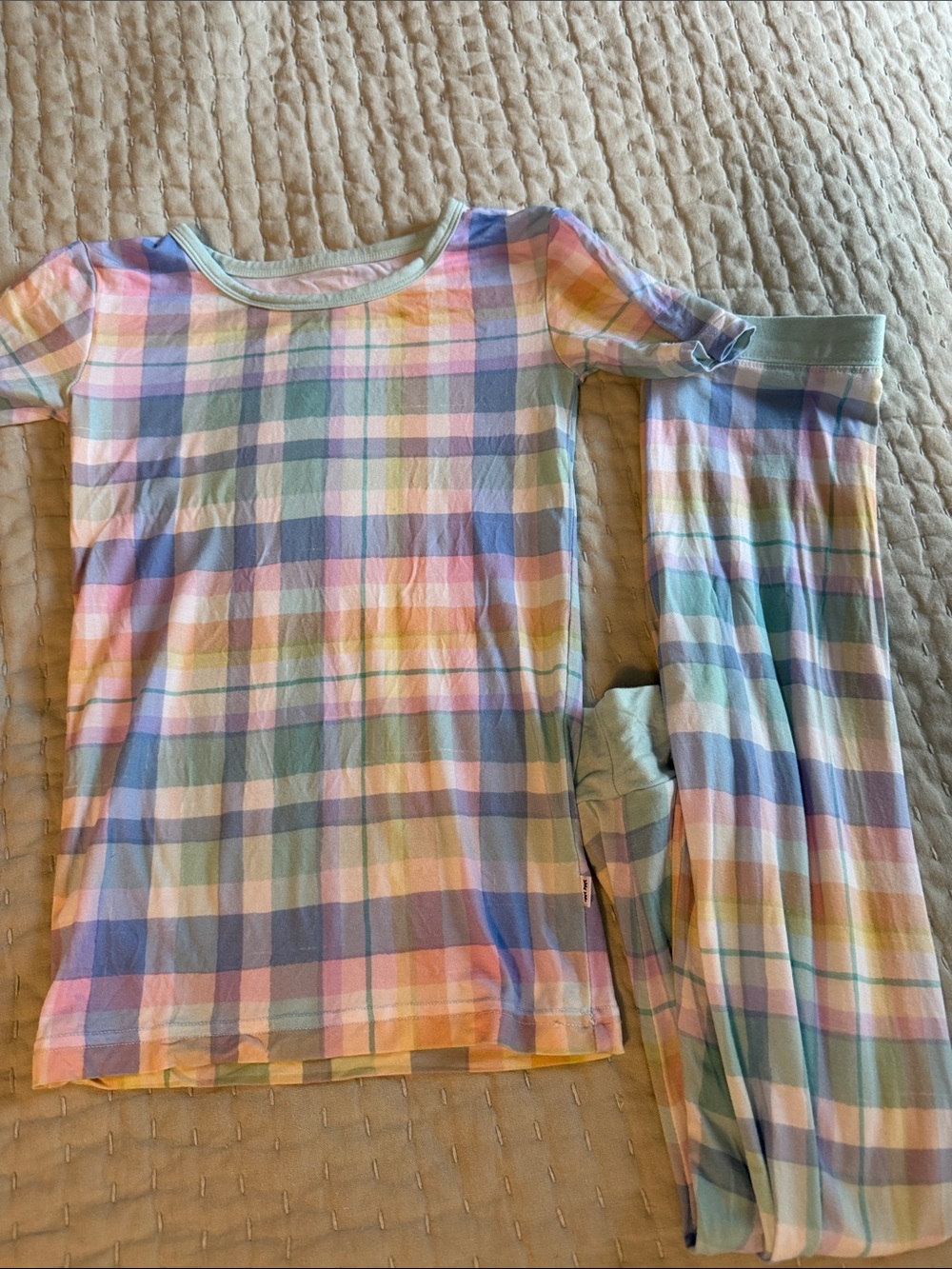 Little Sleepies Pastel Plaid Pajama Set - Pink, Blue, Green, Yellow